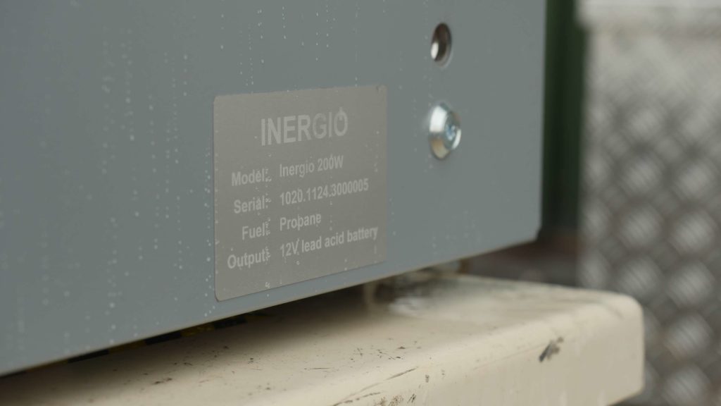 Close up on an INERGIO unit label.